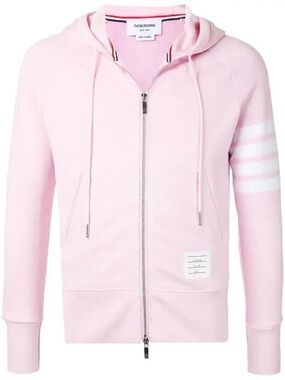 THOM BROWNE 4-Bar Loopback Zip-Up Hoodie